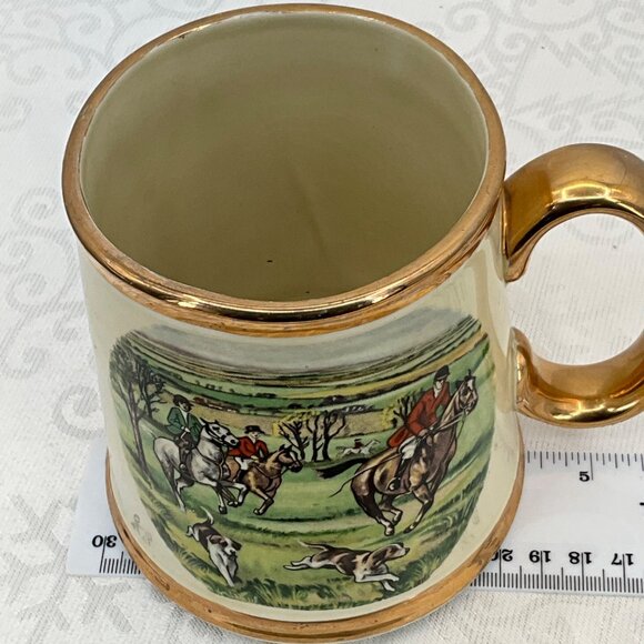 Vintage Gibsons Staffordshire England Ceramic Hunting Scene Mug Gold Trim‎ - Picture 7 of 7